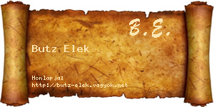 Butz Elek névjegykártya